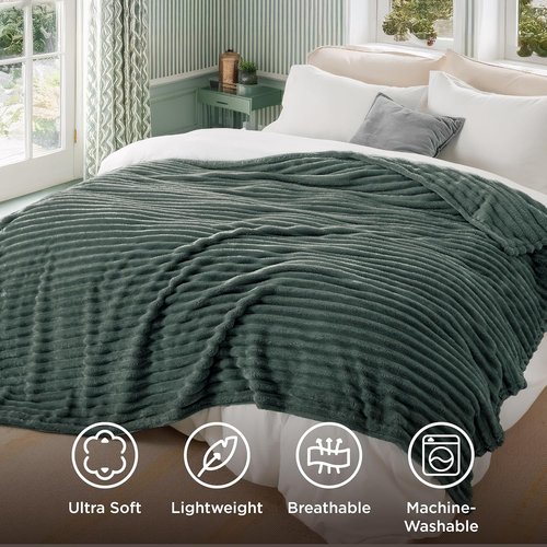 Bedsure GentleSoft Fleece Blanket - Cozy Mallard Green Throw for Couch, 108x90 Inches