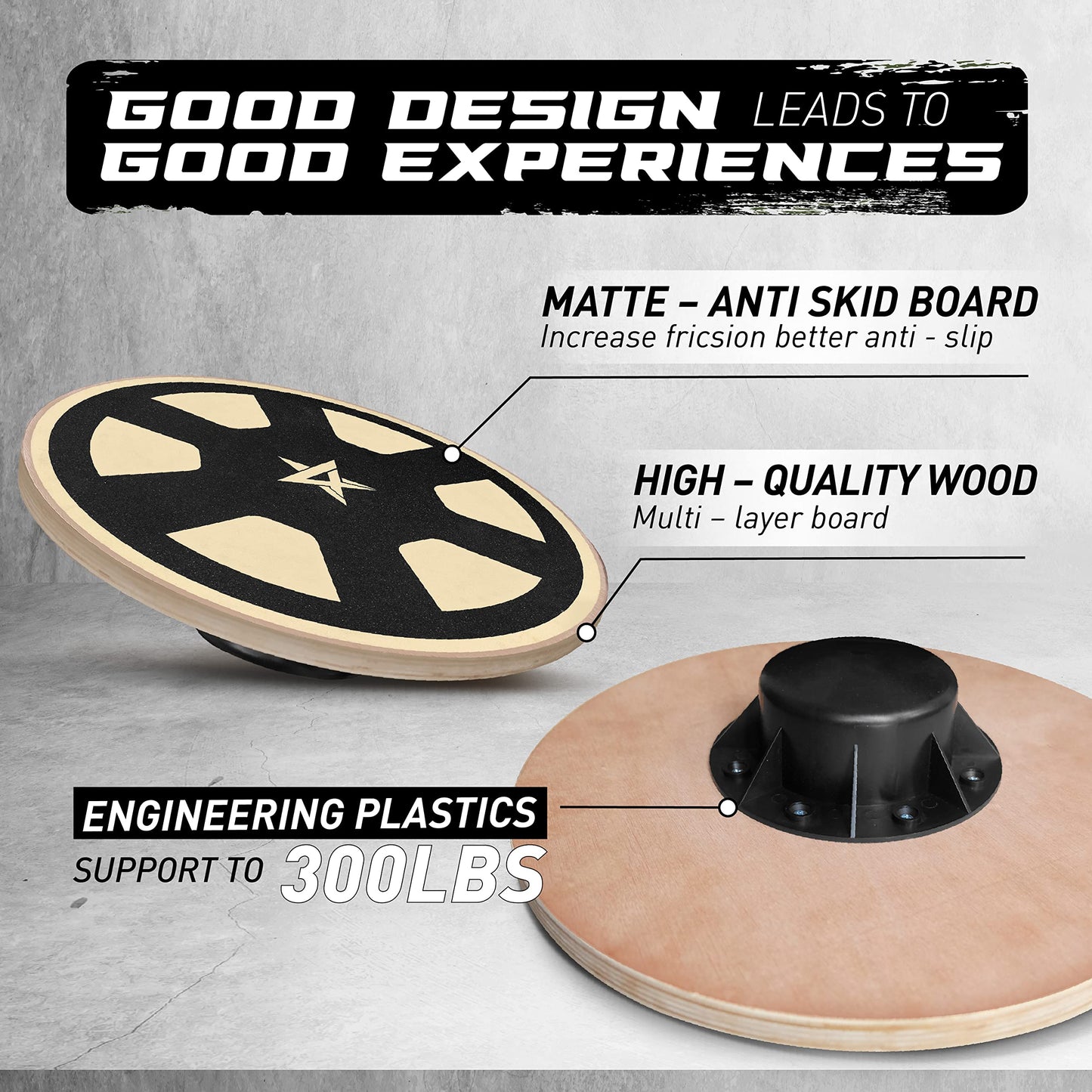 Yes4All 300lbs Wooden Wobble Board, 360-Degree Balance Board for Adults, Stylish Balance Trainer with Anti-Skid Texture