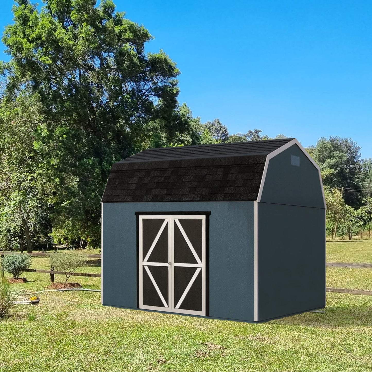 Handy Home Products Braymore 10x18 Do-It-Yourself Wooden Storage Shed with Floor Kit- Does not Include Paint or Roofing Shingles