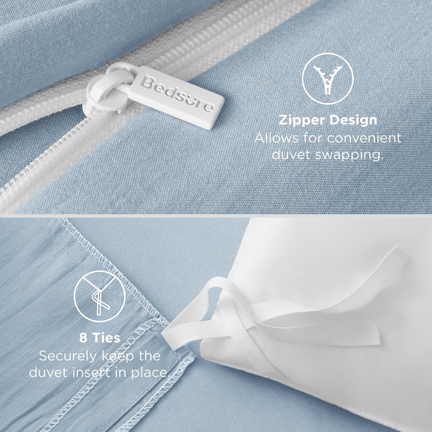 Bedsure Celestial Blue California King Duvet Cover - Extra Soft Prewashed Bedding Set, 104x98 Inches with Zipper Closure & 2 Pillow Shams