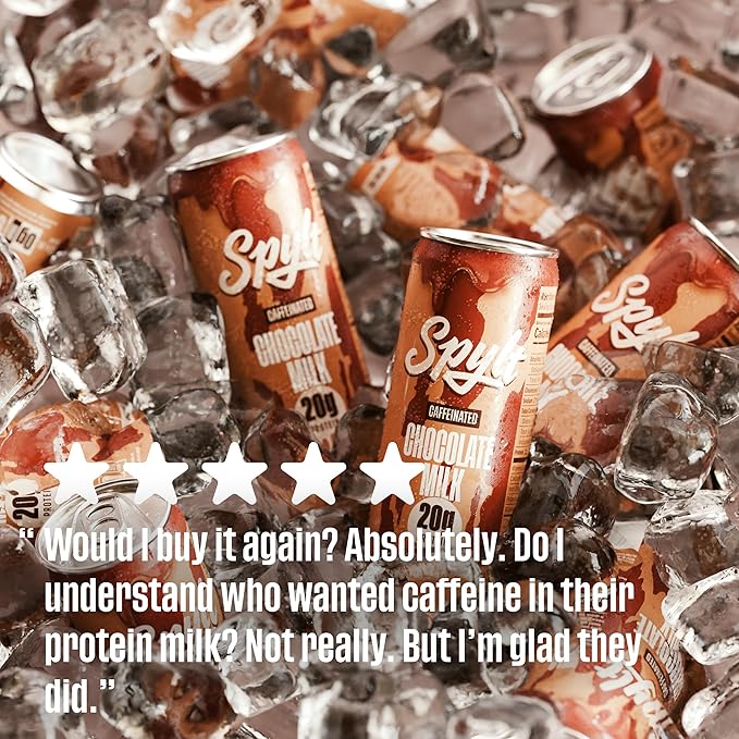 High Protein Chocolate Milk with 60mg Caffeine & 20g Protein - 90 Calories, Ready to Drink, Sugar Free, Lactose Free Milk, Perfect for Workout Recovery & Afternoon Pick Me Up - 12 Count