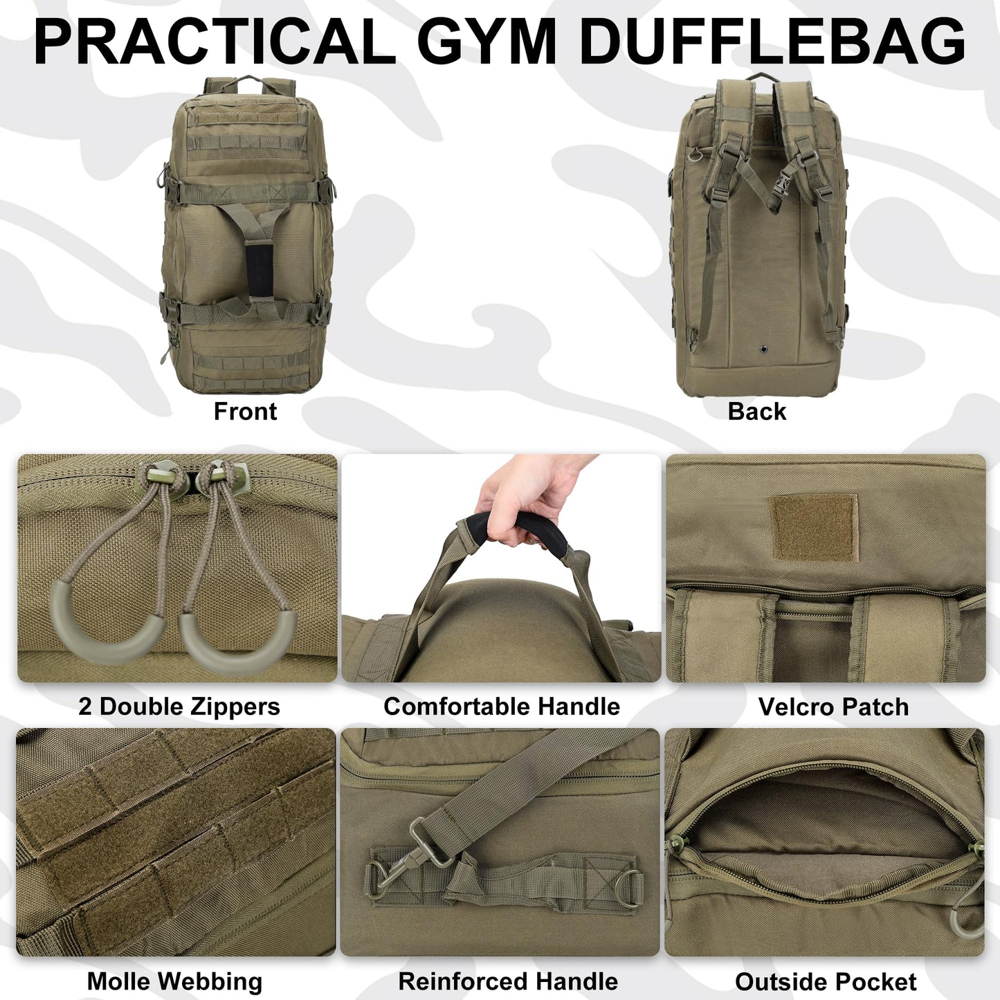 Gym Bag, 3-in-1 Duffel Backpack, Travel & Sports Bag for Outdoor, Tactical, Camping & Hunting – Weekend & Overnight Gear