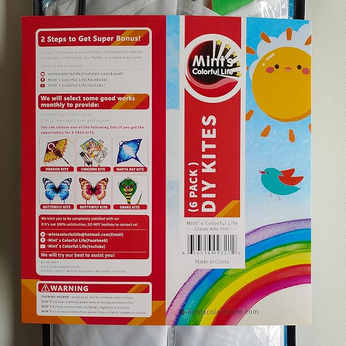 DIY Kites for Kids Kite Making Kit Bulk, Decorating Coloring Kite Party Pack,White Diamond Kite Kits
