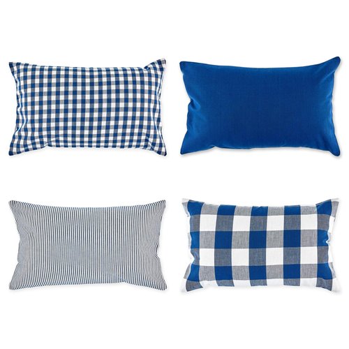 DII Throw Pillow Cover Collection Decorative Cotton Set, Navy, 12x20, 4 Count