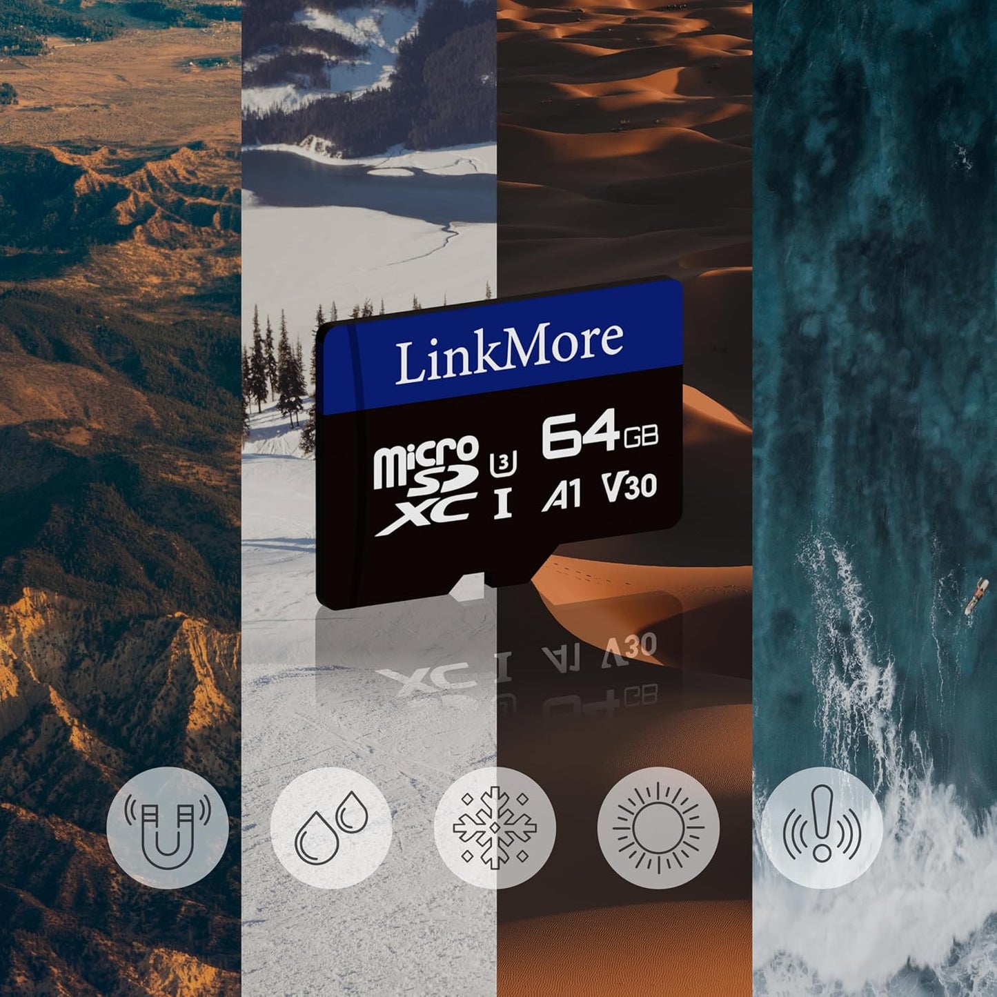 LinkMore XV13 64GB A1 U3 V30 10, 95 45 MicroSD Memory Card, MicroSDXC UHS-I Class Read Up to MB/s, Write Up to MB/s, SD