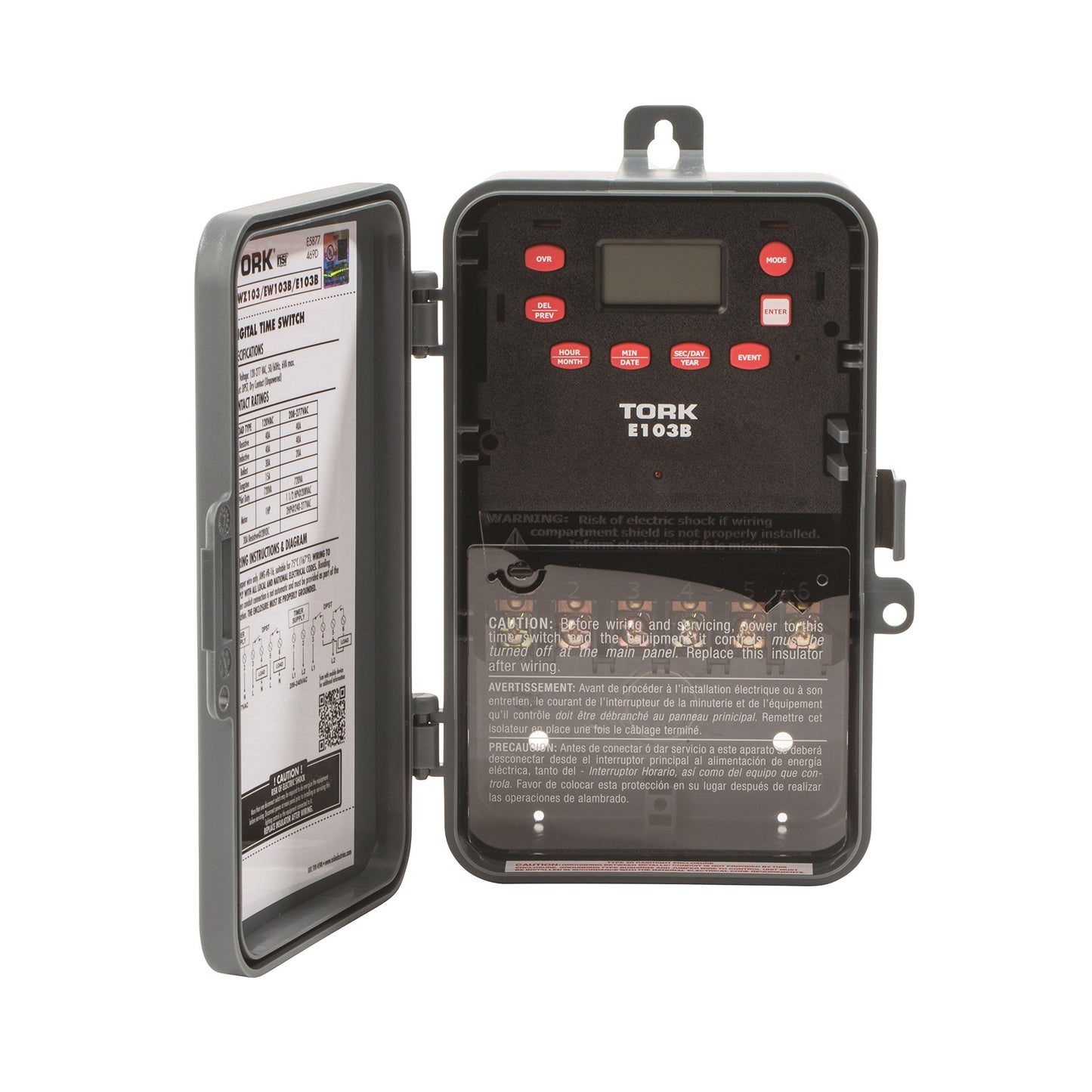 NSI Multipurpose Control 24 Hour Time Switch, 120-277 VAC Input Supply, 1 Channel, DPST Output Dry Contact, Pounds (E103B)