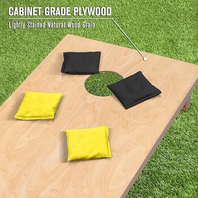 GoSports Regulation Size Wooden Cornhole Set with Natural Wood Finish - Includes Carrying Case