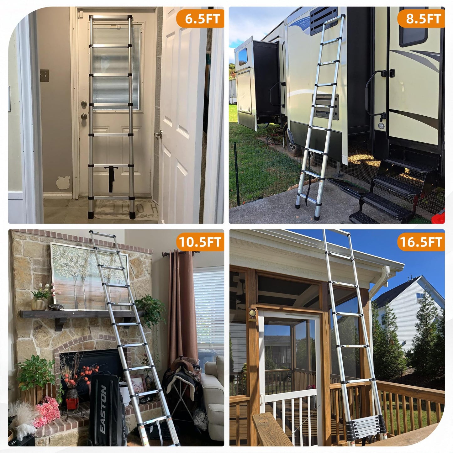 SPIEEK Telescoping Ladder for RV & Attic, 20.3FT Aluminum Extension Ladder with Dual Locking Mechanism, Max Load 330lbs, Compact Foldable Ladder for Roof, Home, Travel Trailer & Multi-Surface Use