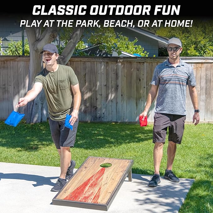GoSports 4 x 2 ft Regulation Size Wood Cornhole Boards - 10 Vintage Wood Designs (Choose Your Style)