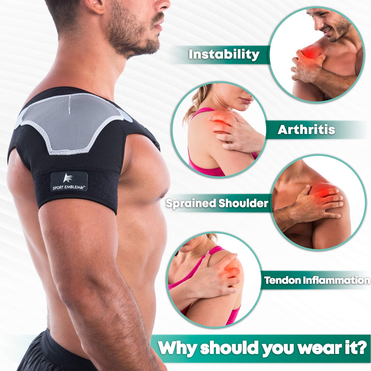 Rotator Cuff Shoulder Brace for Pain Relief & Support - Adjustable Arm Sling Immobilizer for Torn Rotator Cuff, Shoulder Injury, Post-Surgery Recovery - Compression Support Sleeve for Men & Women (S-M)