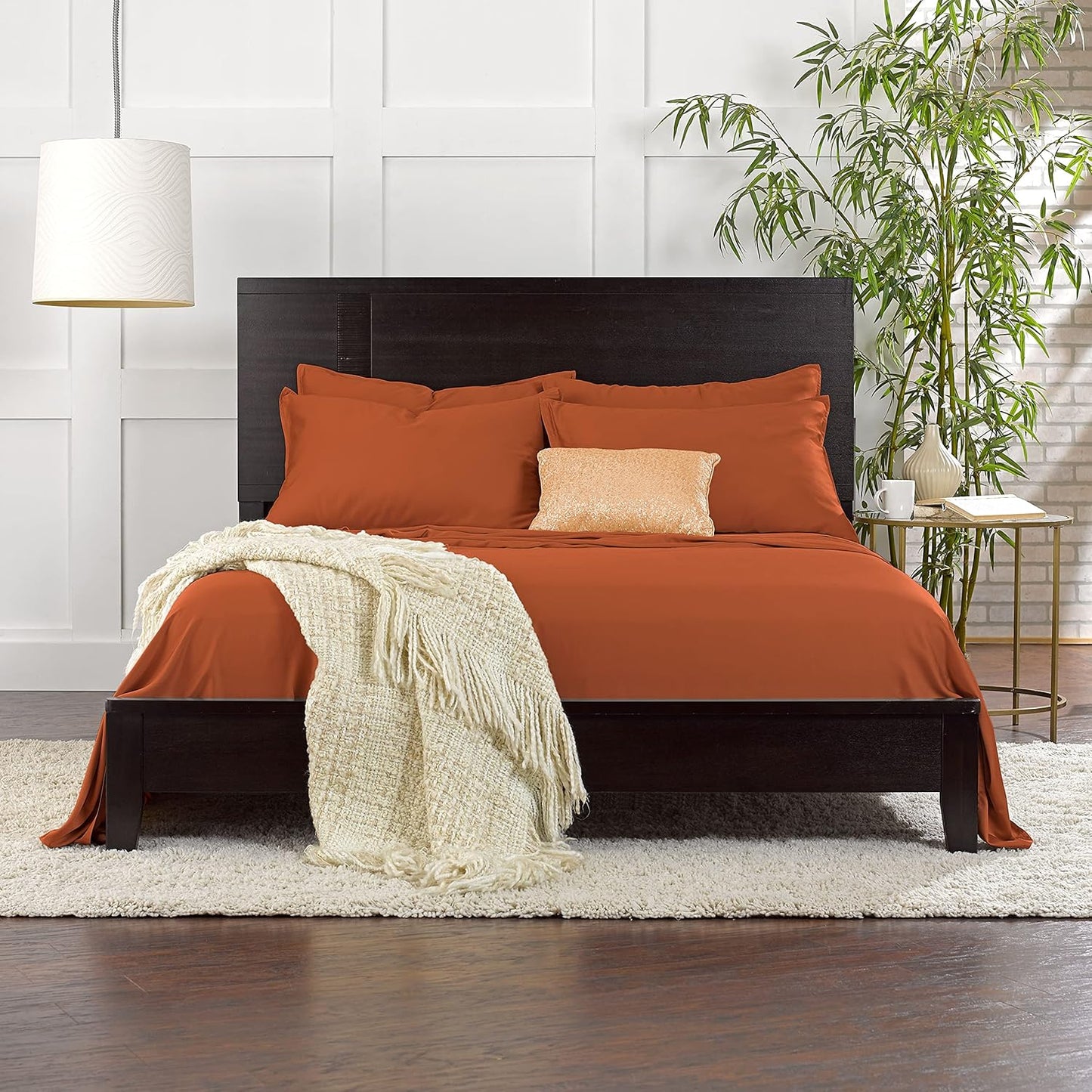 Pure Bamboo King Sheets - Luxuriously Soft & Cooling 100% Organic Viscose Bed Sheet Set | King Size, Terracotta
