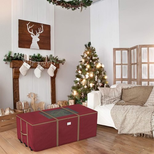 Elf Stor Rolling Christmas Tree Storage Bag - Heavy-Duty for 12FT Artificial Trees | Red Seasonal Décor Solution