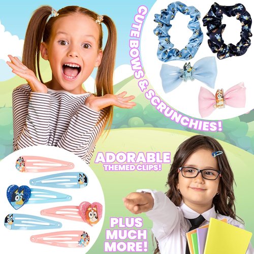 Bluey Hair Accessories Advent Calendar 2025 - 24 Holiday Hair Clips, Bows, Scrunchies & Claw Clips for Girls