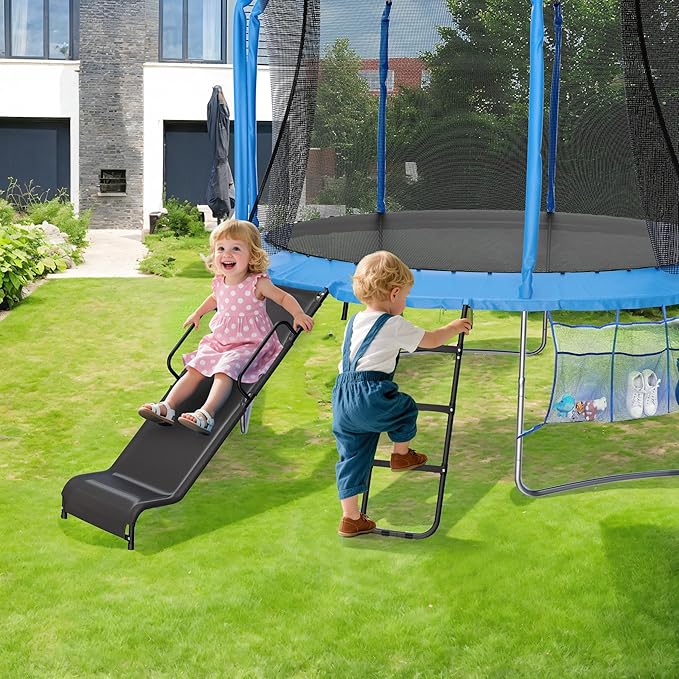 Universal Trampoline Slide 60" * 20" Slide with 2 Iron Plasticized Handles Buffer Bottom Wear-Resistant Fabric Safety Ladder for Kids and Toddle
