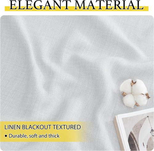 NICETOWN Faux Linen Room Darkening Curtain Valances - Energy Saving Thermal Tiers | Greyish White, 36" Long, 2 Panels