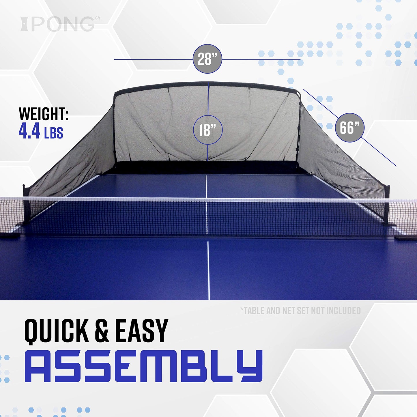 JOOLA iPong Carbon Fiber Table Tennis Ball Catch Net - Practice Net Attaches to Ping Pong Table for Ball Collection During Table Tennis Robot, Serve or Multi-Ball Training