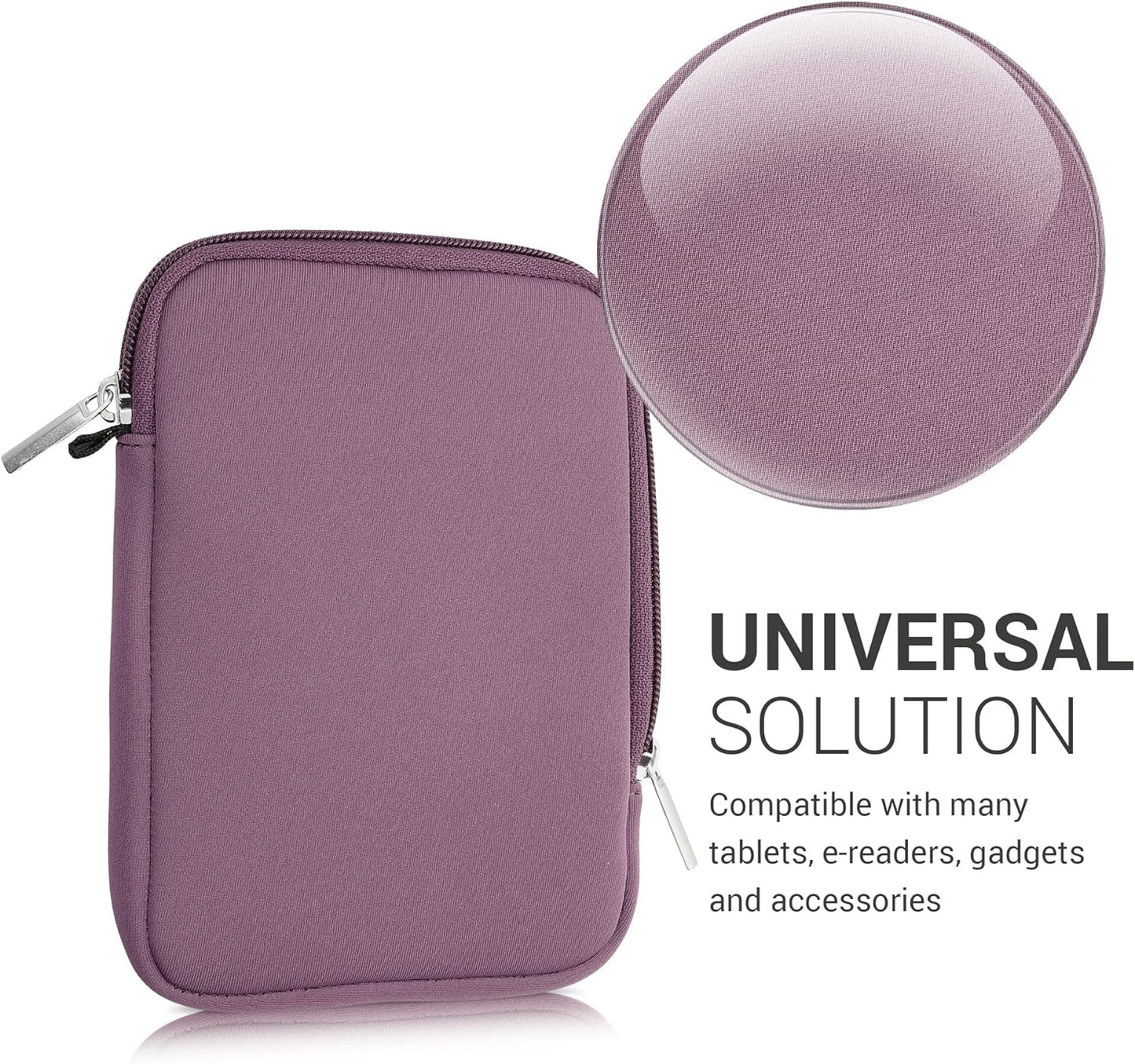 kwmobile 6" Neoprene e-Reader Pouch Size eReader - Universal eBook Sleeve Case with Zipper - Lavender
