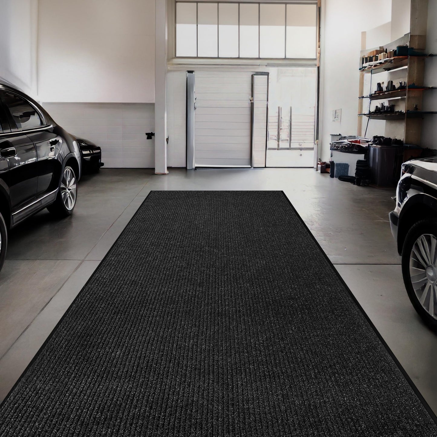 Commercial Door Mat 3'x16' Black, Heavy Duty Industrial Floor Mat for High Traffic Areas, Nonslip Rubber Backing, Large Door Mat for Indoor Entrance or Business Entryway.