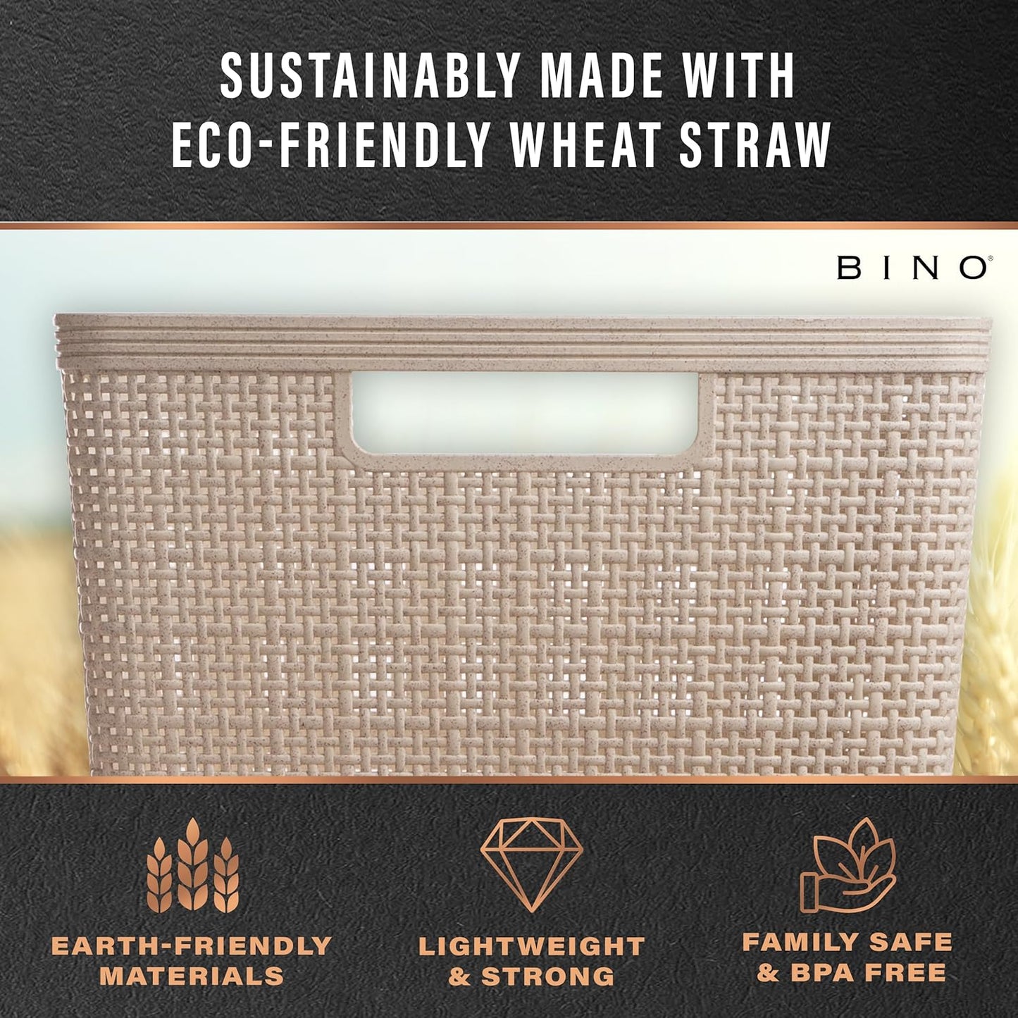 BINO Woven Plastic Basket - Stylish Natural Grey XS, 5-Pack | Space-Saving Home Organization