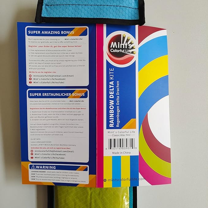 Mint's Colorful Life Delta Kite for Kids & Adults, Extremely Easy to Fly Kite, Best Kites for Beginner