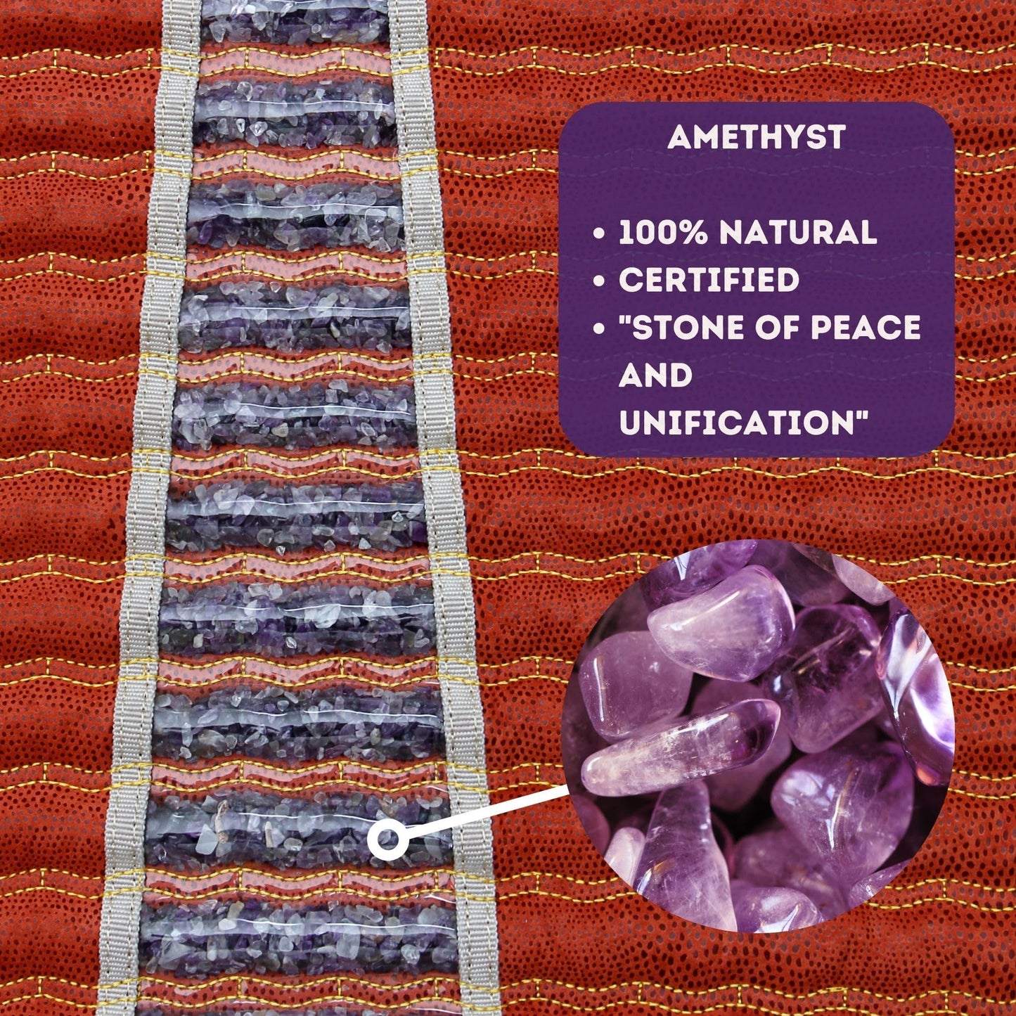 Far Infrared Amethyst Mat Midsize (59"L x 24"W) - Negative Ion - FIR Therapy - Natural Amethyst - FDA Registered Manufacturer - Adjustable Temperature Setting - Hot Crystal Heating Pad - Reddish Brown