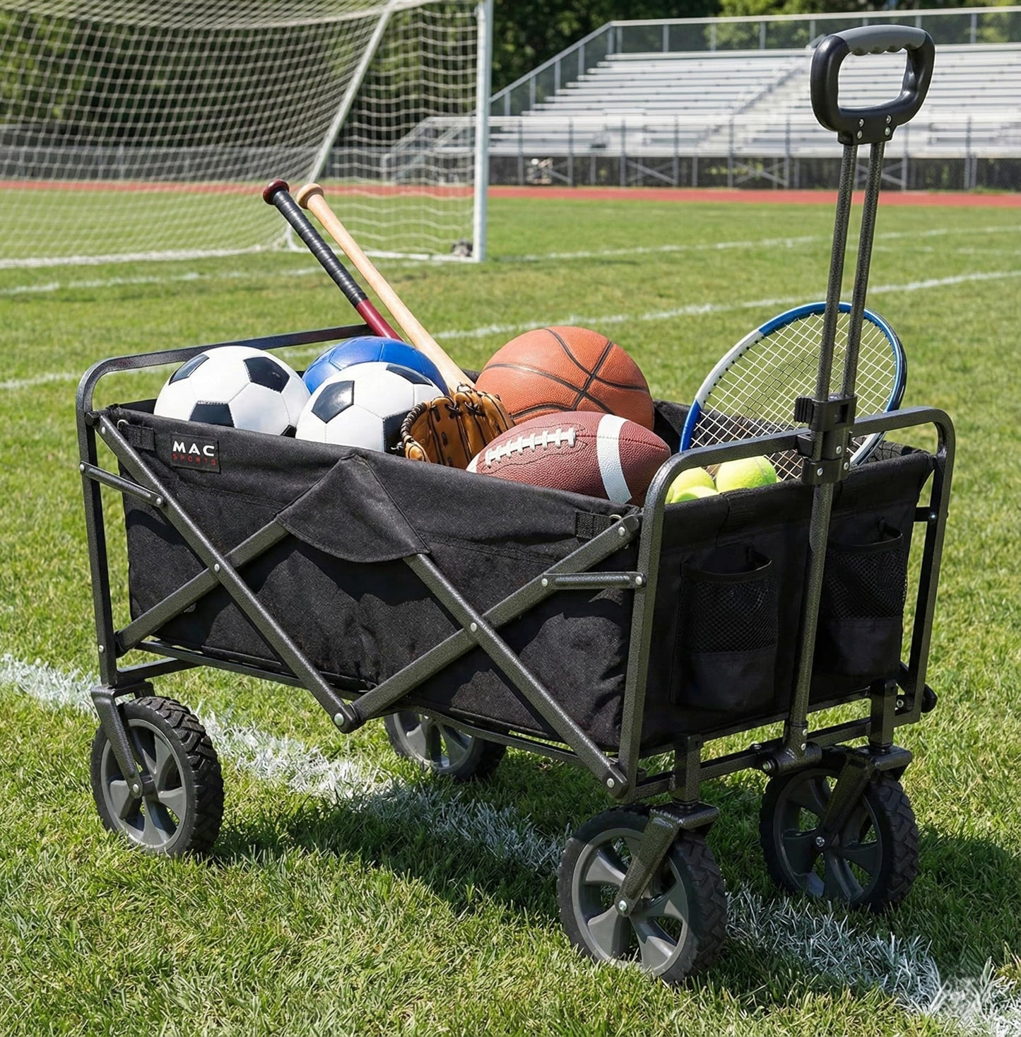 Mac Sports Collapsible Folding Outdoor Utility Wagon, Black