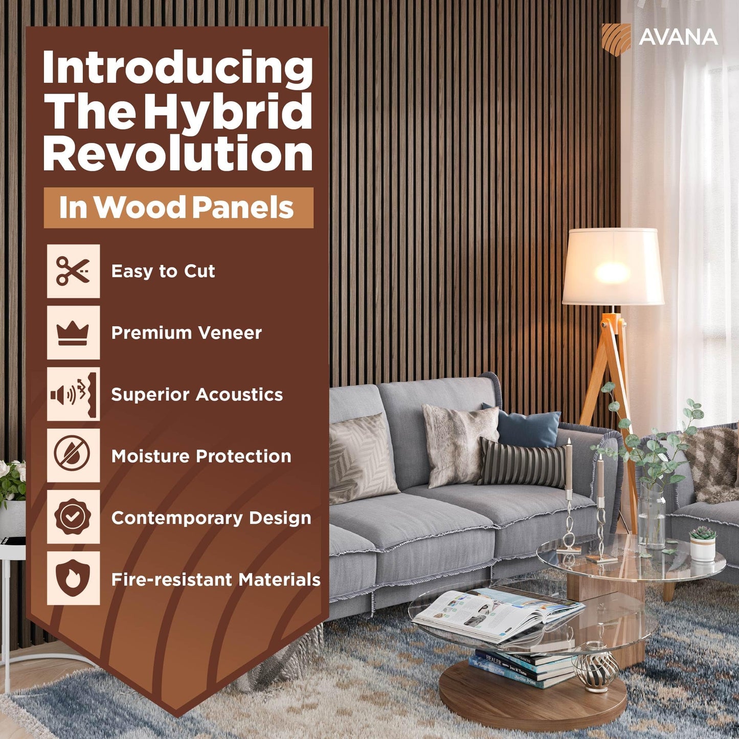 Avana Acoustic Wood Wall Panels –93.2x11.25 Inch Panels – Fits 94x12 Layout – Natural Walnut Acoustic Panels 4 PCs –Wall Panels For Interior Wall Decor For Homes, Offices – Design Wood Panels For Wall