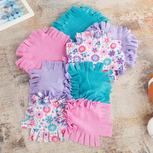 Melissa & Doug Flower Fleece Quilt No-Sew Craft Kit - 48 Squares, 4ft x 5ft for Creative Fun