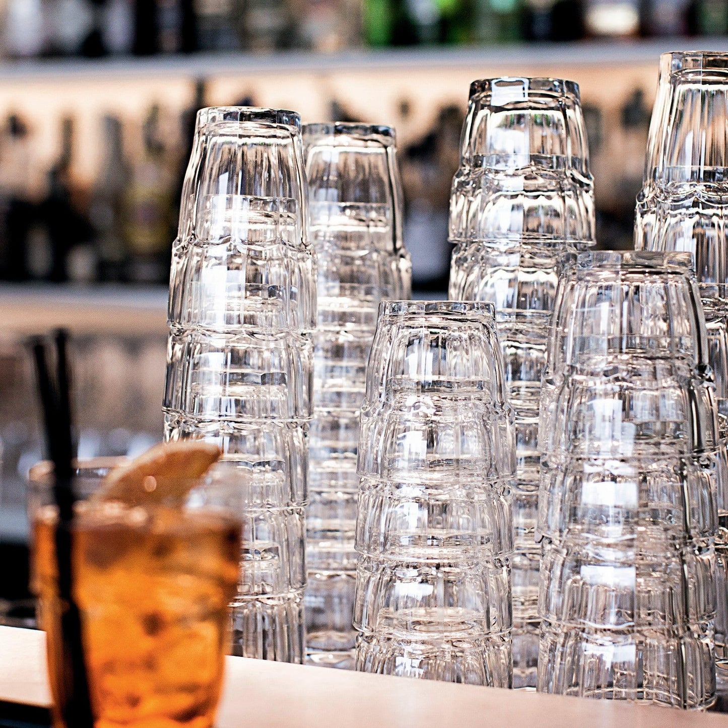 Bormioli Rocco Rock Bar 16.25 oz. Cooler Stackable Tempered Beverage Glasses for Cold Drinks, Water, and Cocktails, Set of 6, Clear