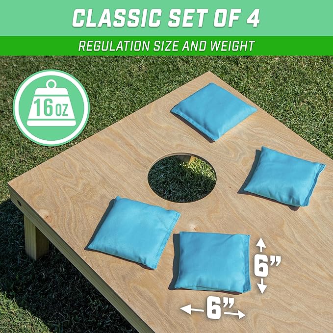 GoSports Classic Cornhole Bean Bags Set of 4-16 Colors Available - Regulation All Weather, Mix and Match