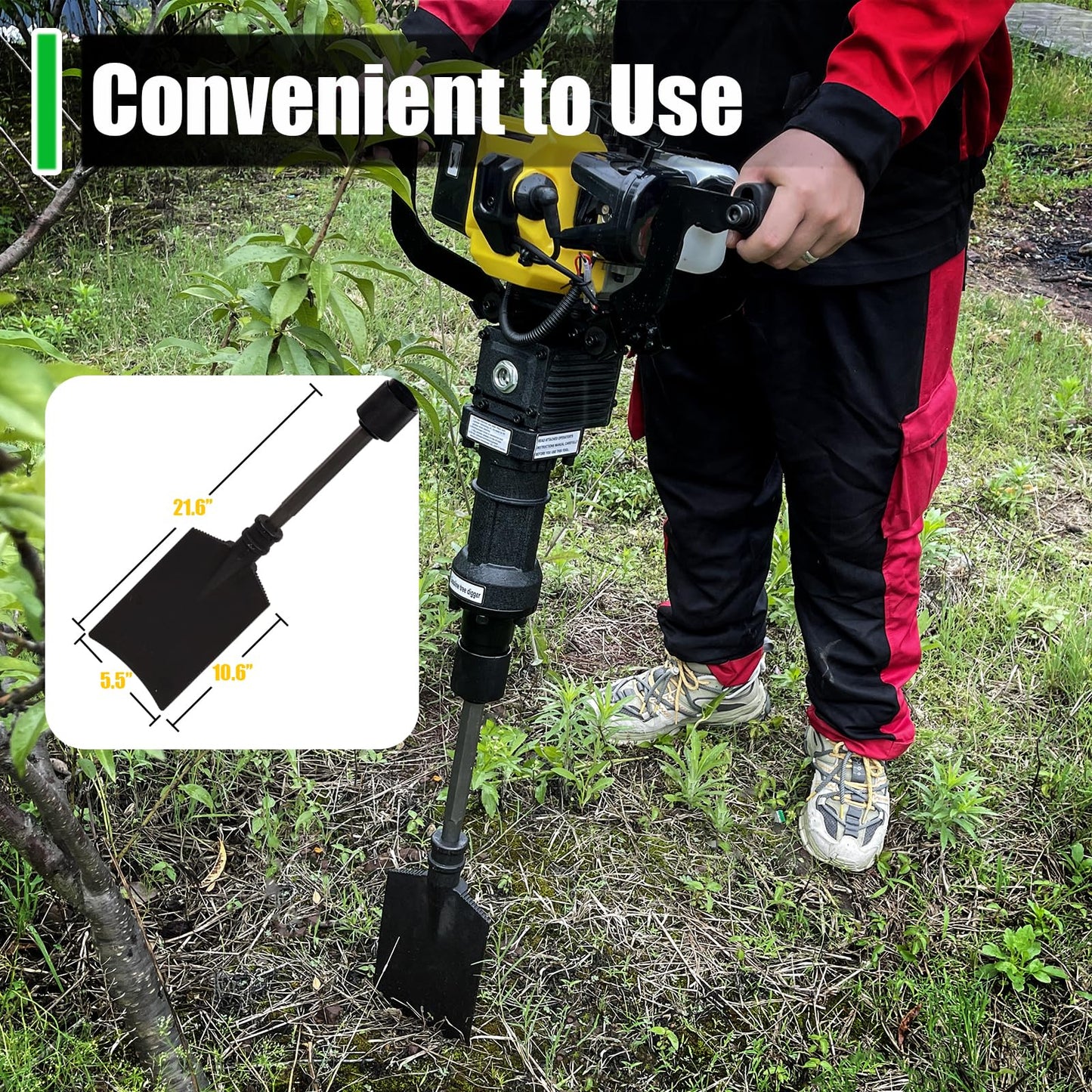 52cc Gas Powered Planting Shovel Digger, 2-Stroke Planting Auger for Tree & Fence High Torque, Portable Earth Drill for Farm, Garden & Landscaping – Shovel & Spade Alternative