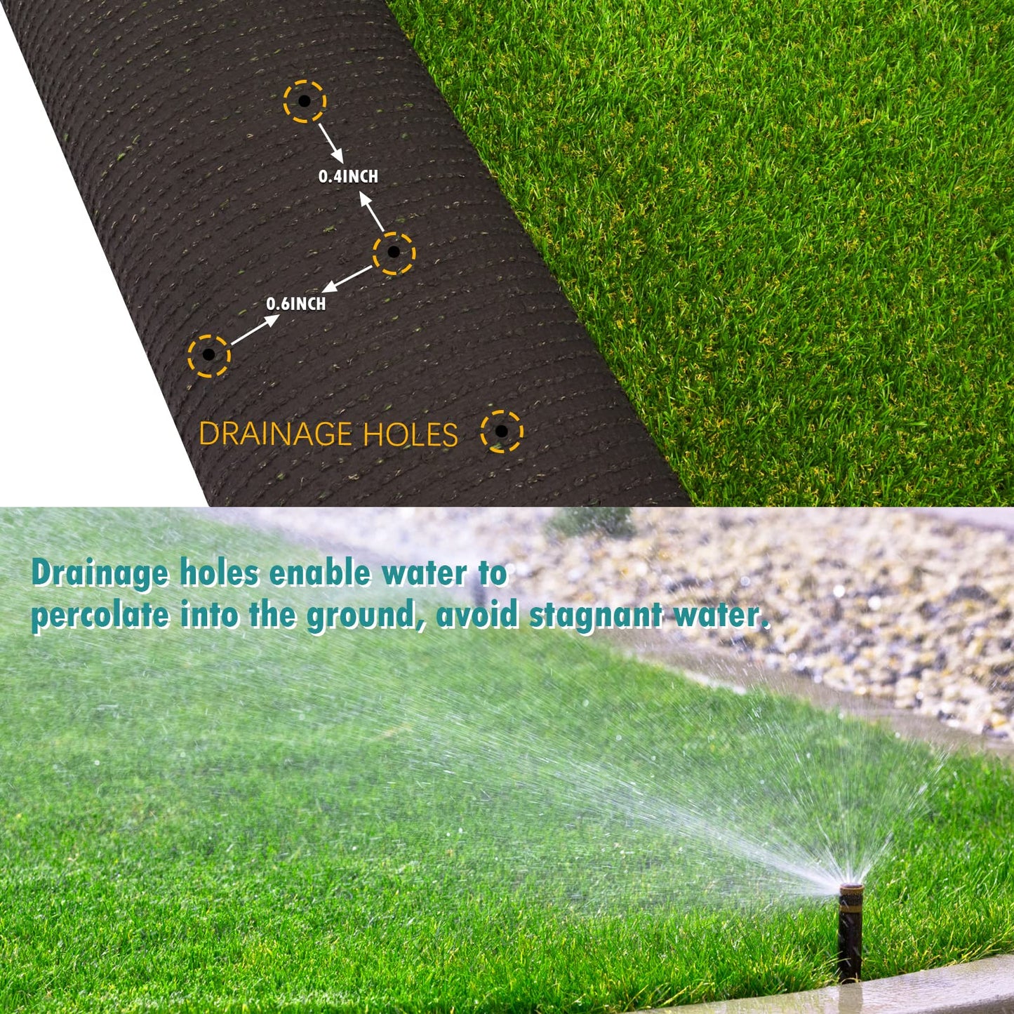 Heyroll Artificial Turf Grass Indoor Outdoor 7 ft x 15 ft, 0.8 inch Realistic Synthetic Fake Grass, Artificial Lawn Rug Dog Pets Mat, Turf Carpet for Patio Landscape Backyard, Custom Size