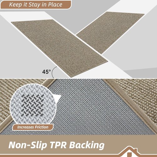 BEQHAUSE Dirt Trapper Door Mat - Non-Slip, Washable, Absorbent 32" x 48" Light Beige Entrance Mat