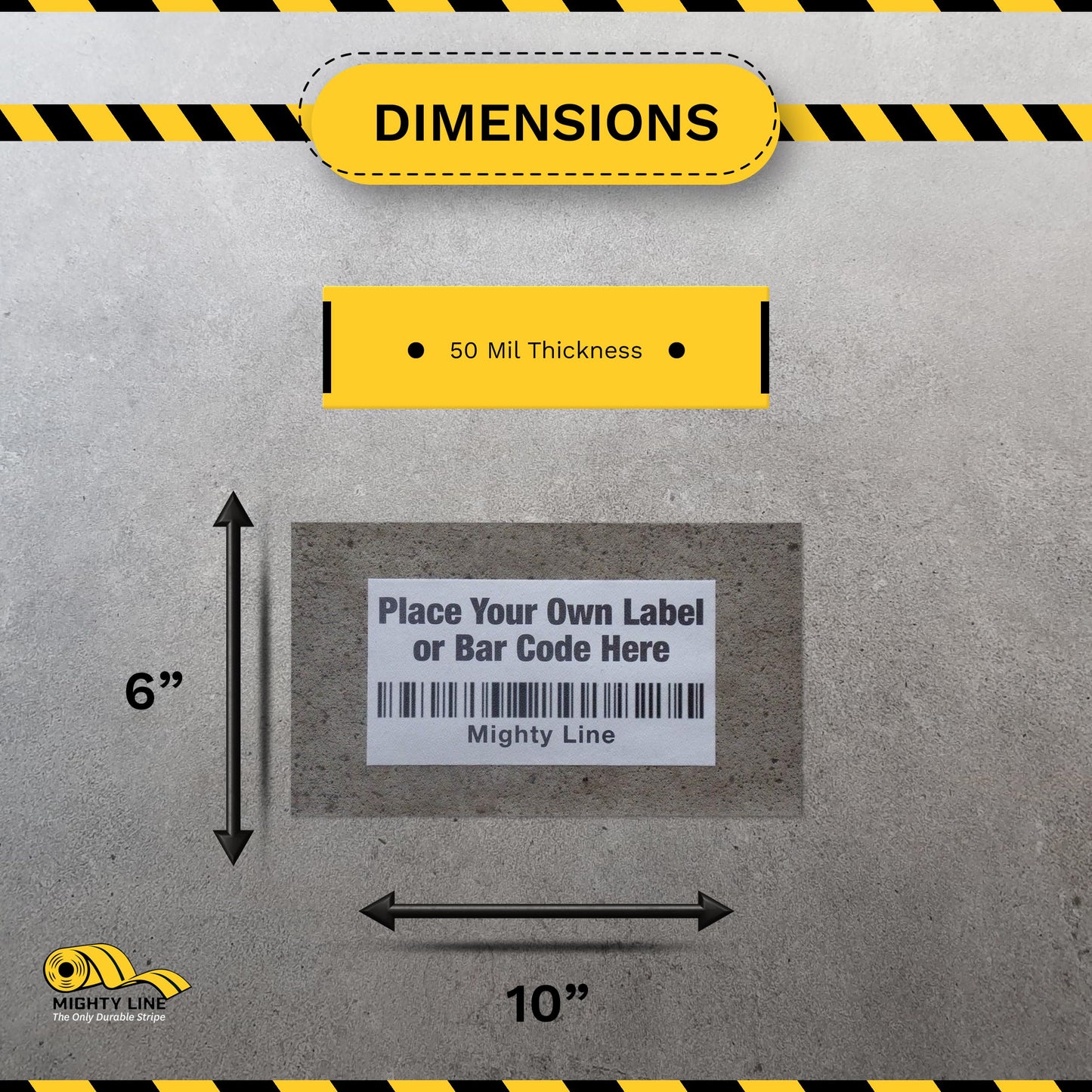 Mighty Line Clear Label Protectors Covers for Sealing Barcode Stickers, Industrial, Warehouse, 5S Supplies, Peel and Stick Adhesive for Floor Marking, 6" Wide x 10" Long, Pack of 100