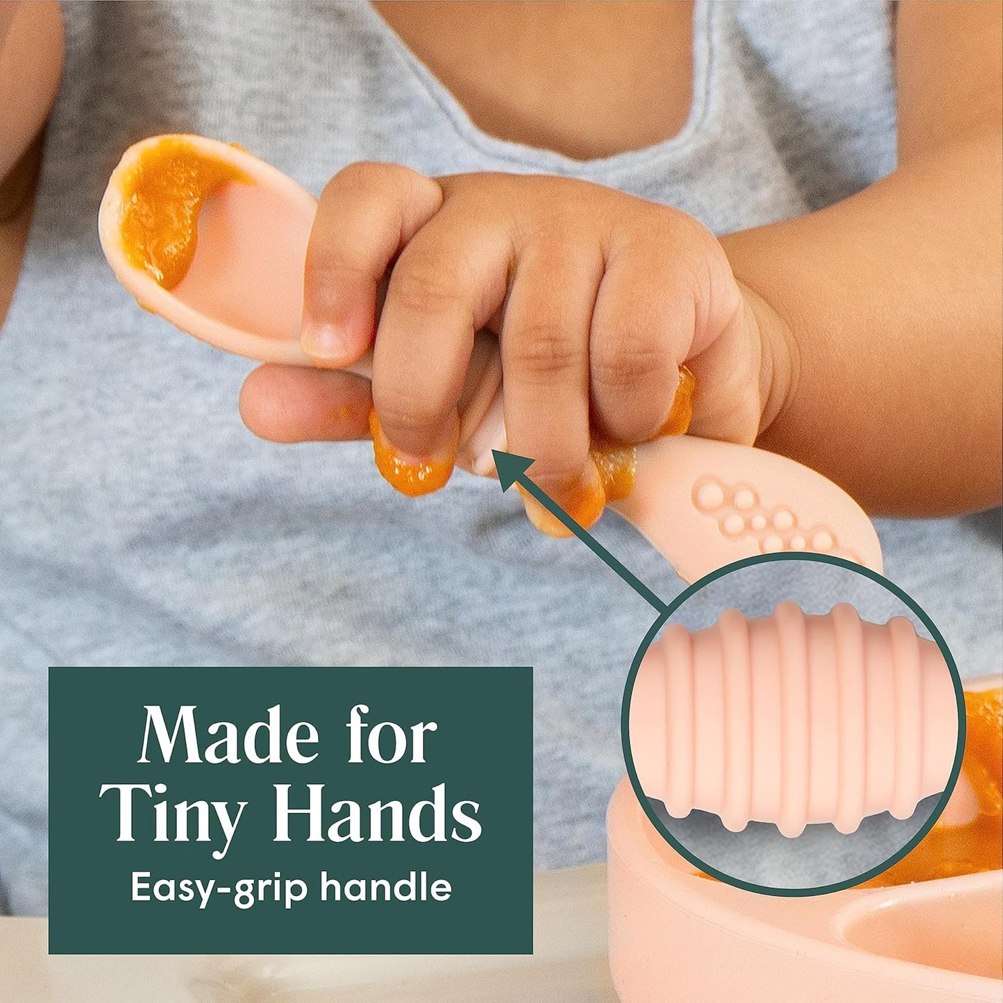 Simka Rose Silicone Baby Spoons - Self Feeding Infant Spoons (6 Pack) | Easy on Gums, Dishwasher Safe, 6 Months+