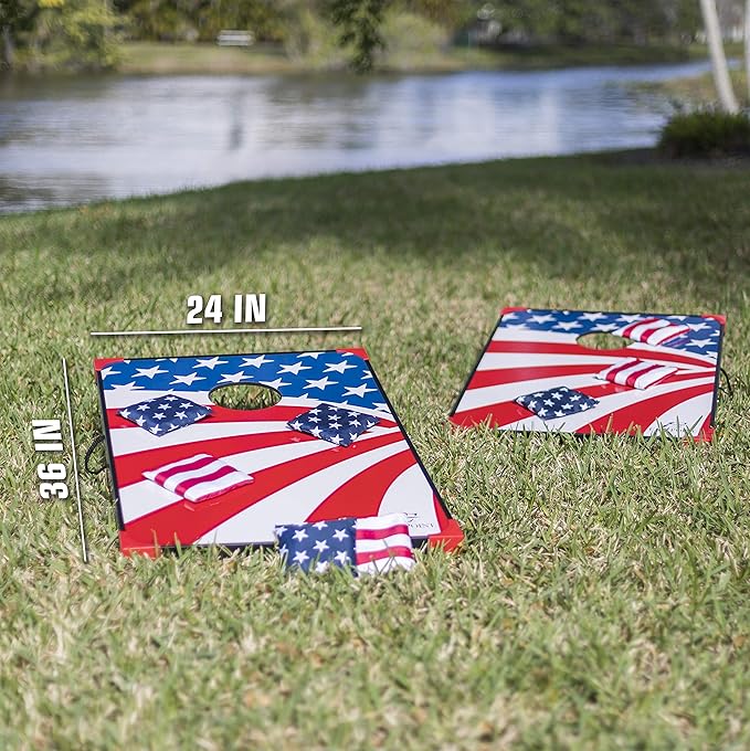 EastPoint Sports Cornhole Game Set Bean Bag Toss MDF - 2' W x 3' L - Built-In Storage, Convenient Carry Handles and 8 Premium Bean Bags