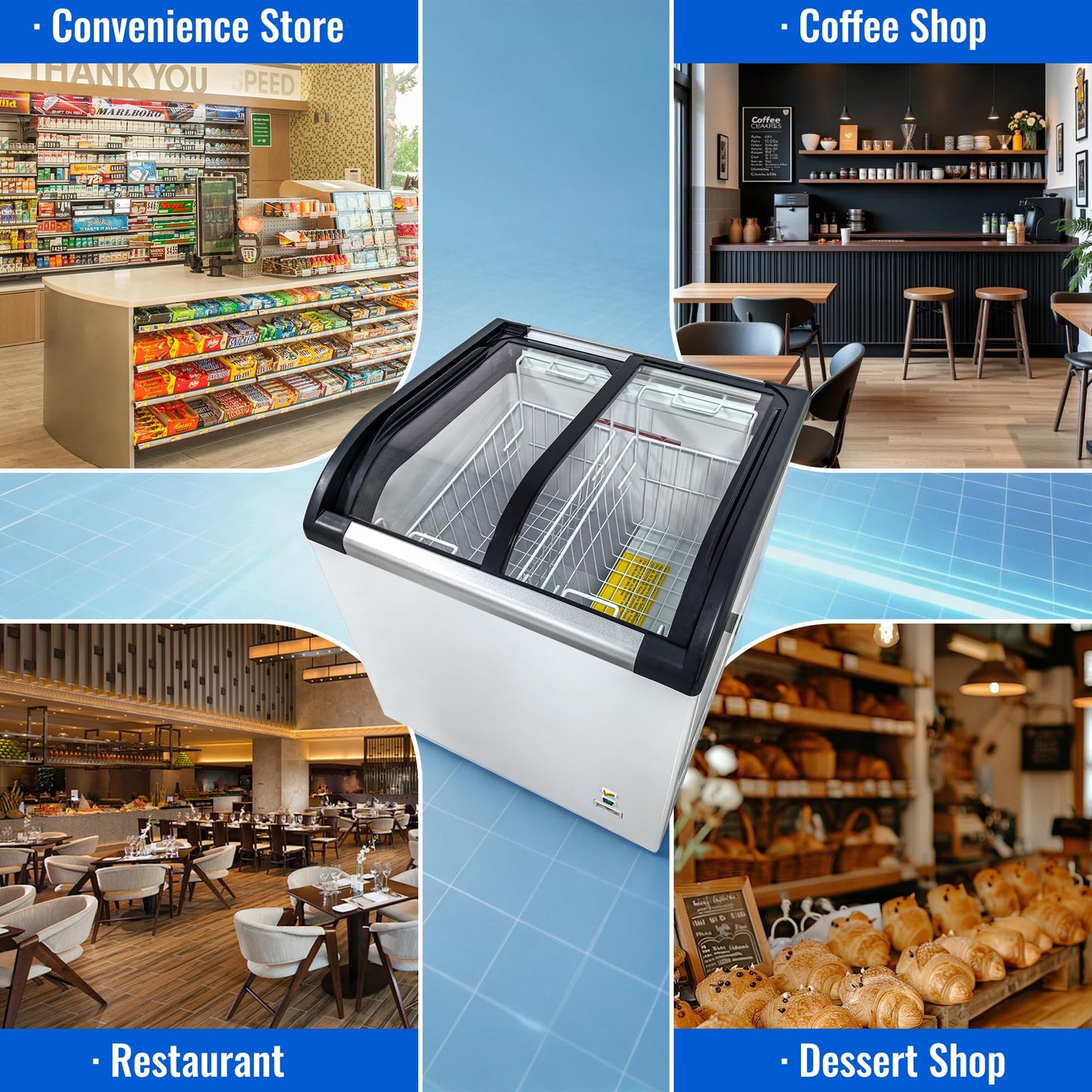 6.9 Cu.Ft Commercial Ice Cream Freezer,29" Ice Cream Display Freezer,ETL NSF Certified,Chest Freezers with LED Light and 2 Removable Baskets,Lockable Wheels,Sliding Door for Store Supermaket,White