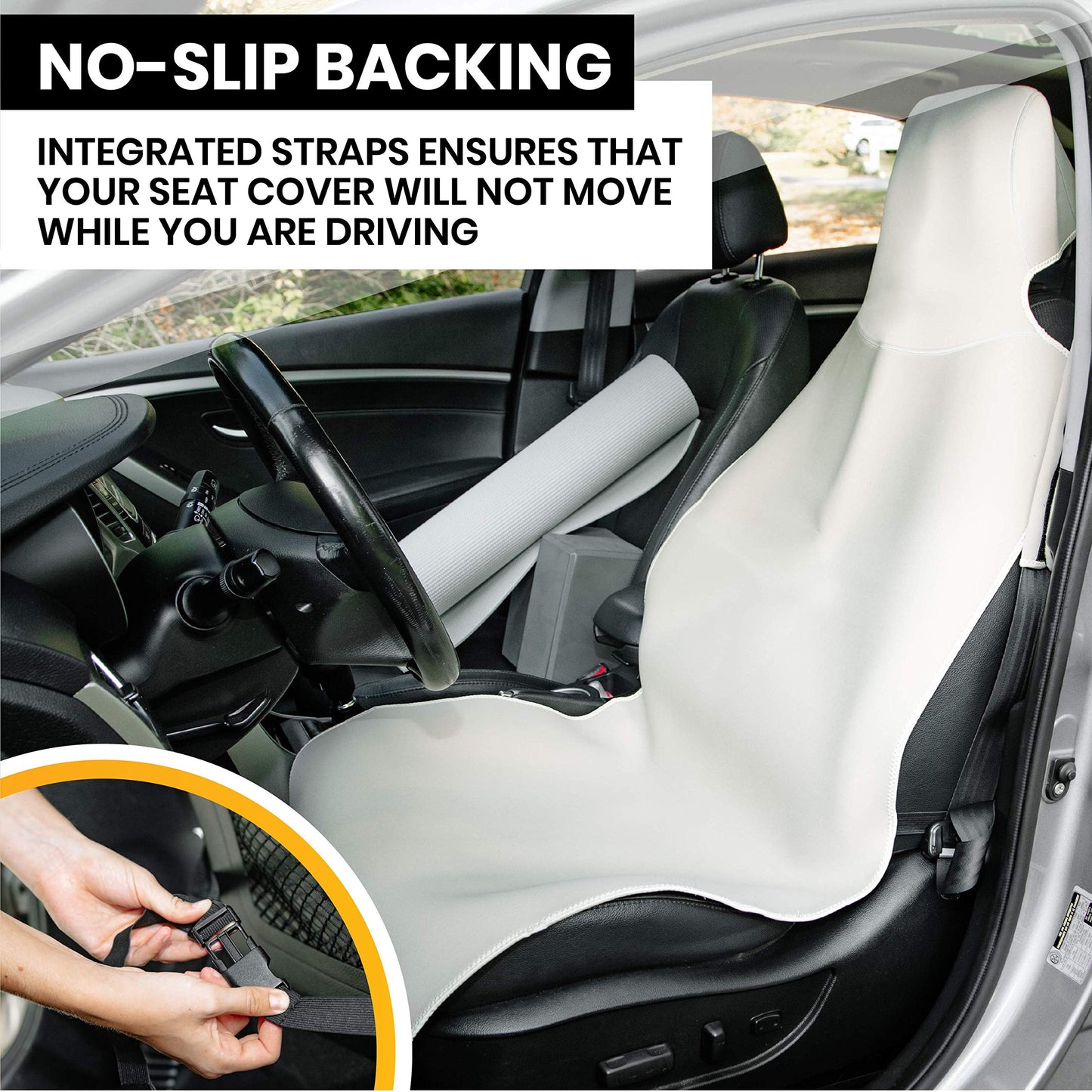 Gorla Gear Black Premium Universal Fit Waterproof Stain Resistant Car Seat Cover Neoprene Non-Slip Bucket Seat Dog Sweat Proof Protector Save Your Leather Cloth Seats Van Truck SUV Auto Sedan