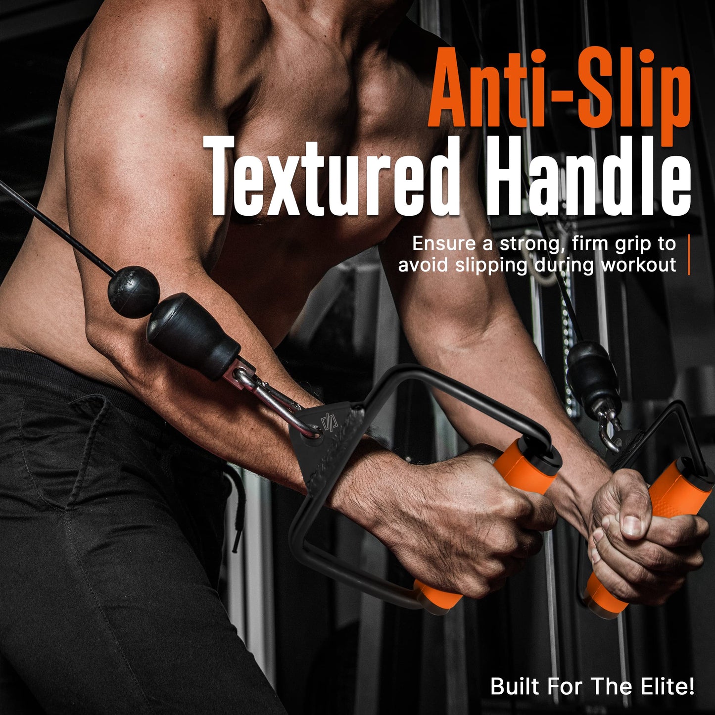 SQUATZ Single D Row Handle - Non-Slip Handle Cable Attachment for Weight Workout with 360 Degree Rotational Knuckle, Great for Seated Row Exercises, Fit Nicely for All Cable Machine Systems