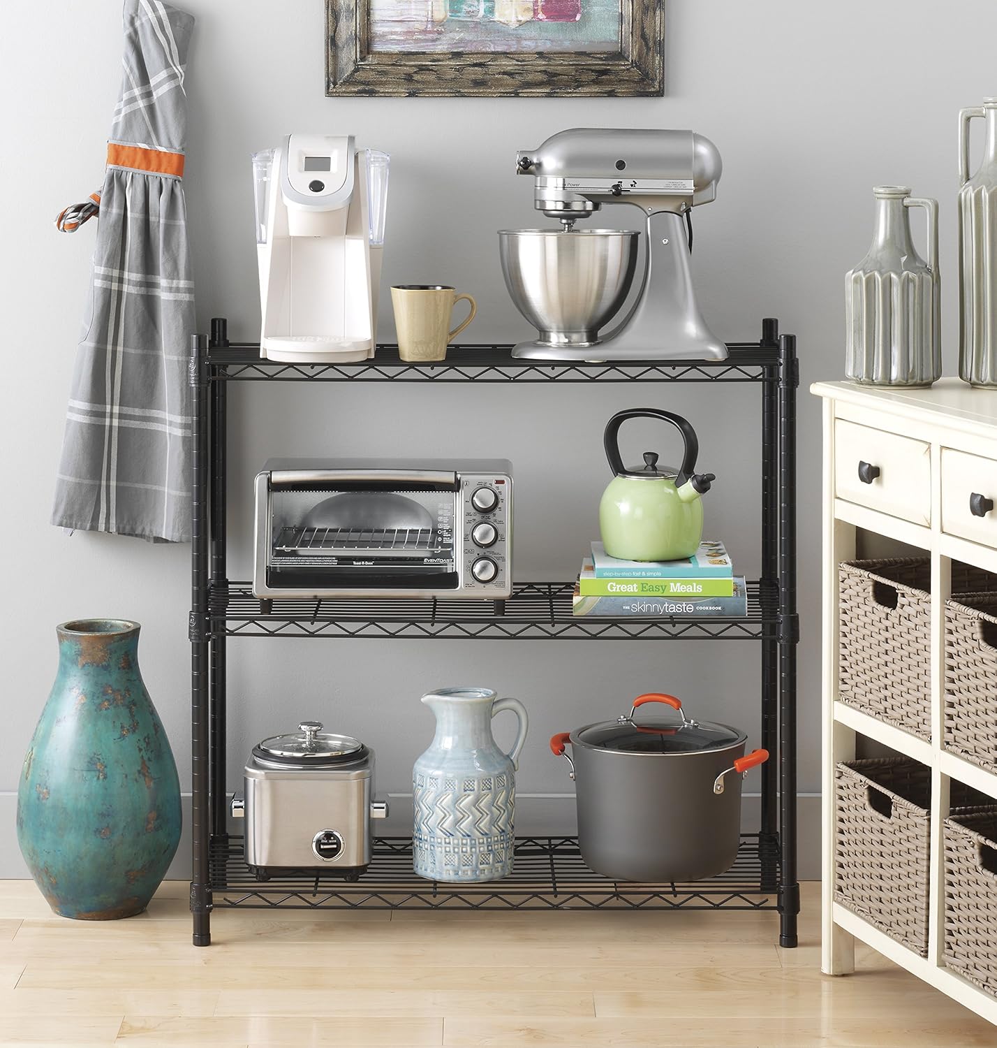 Whitmor 3 Tier Metal Shelving Unit - Heavy Duty Storage Shelves with 400 lbs Capacity Each | Adjustable, Easy Assembly, Black, 36"L x 14"W x 36"H