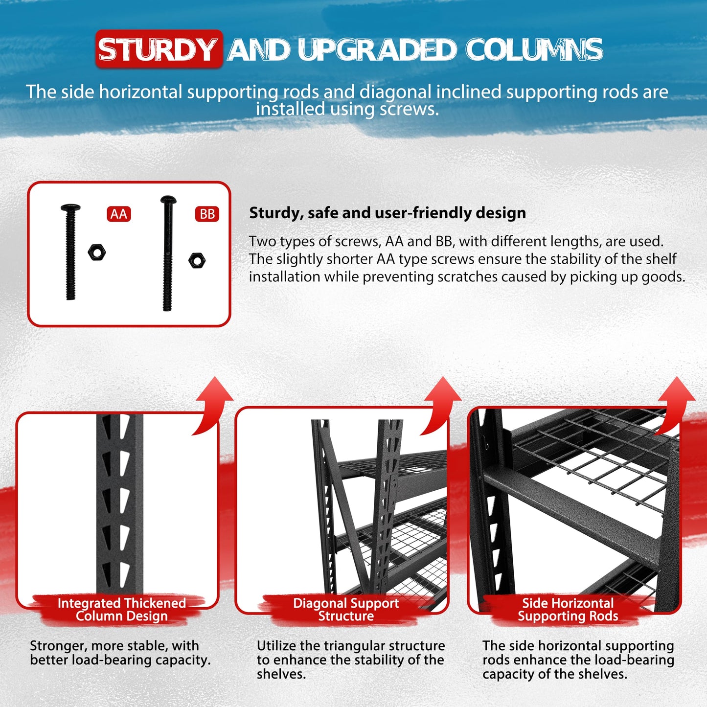 MUPATER 72" W x 24" D x 84" H Heavy Duty Storage Shelves, 8000 Pound Load Capacity, 4-Tier Adjustable Industrial Shelving, Metal Garage Storage Rack for Warehouse, Garage, Kitchen