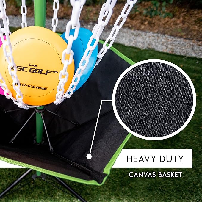 Franklin Sports Disc Golf Baskets - Portable Disc Golf Target with Chains Included - Disc Golf Basket Stand Equipment for Hole + Course Creation