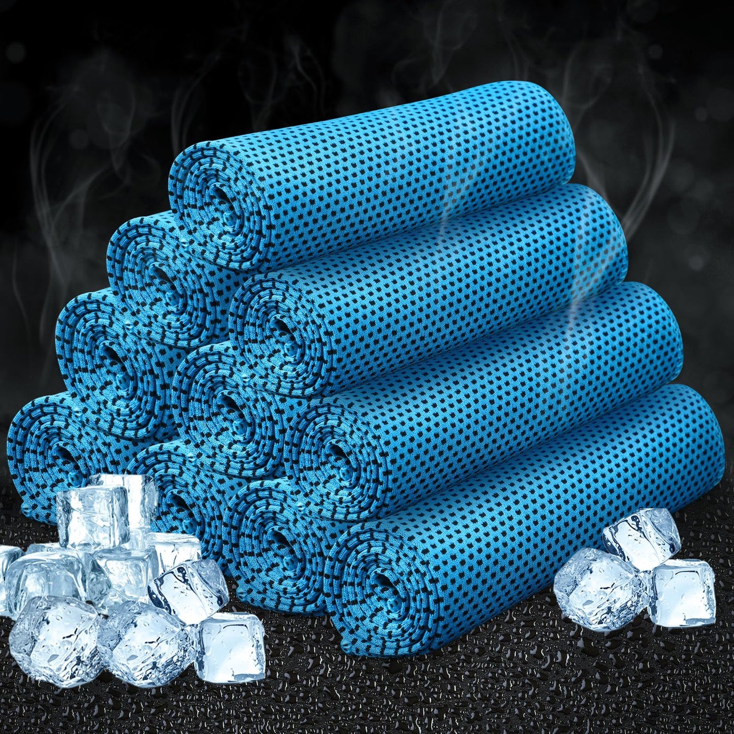 Honoson 10 Pcs Cooling Towel Bulk - Neck & Face Cool Chilly Towels Microfiber Breathable Sport Sweat Rag for Gym, Yoga, Travel, Camping, Running, Outdoor (Blue)