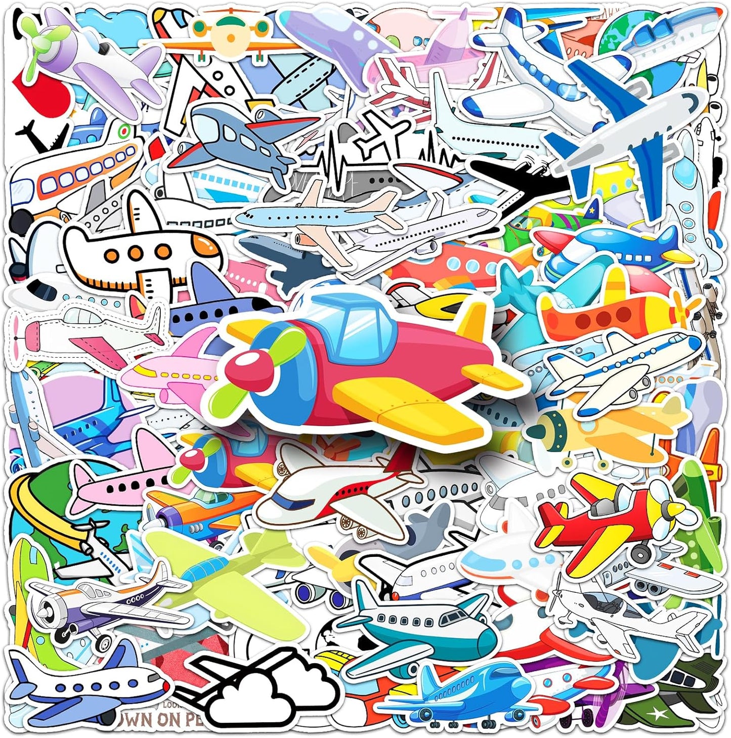 100 Set Pcs Airplane Stickers for Adults Teens, Airplane Party Supplies, Aircraft Waterproof Viny Stickers and Decals