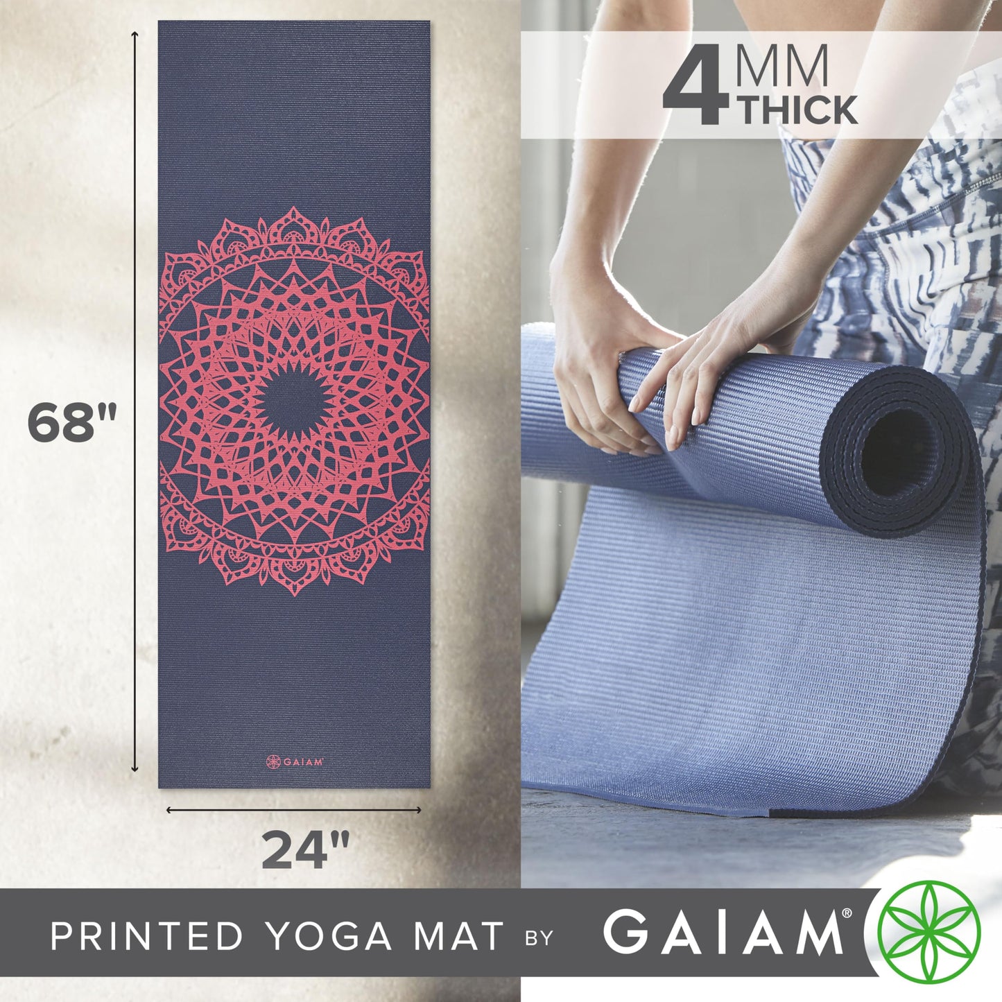 Gaiam, Yoga Mat 4 Mm Pink Marrakesh