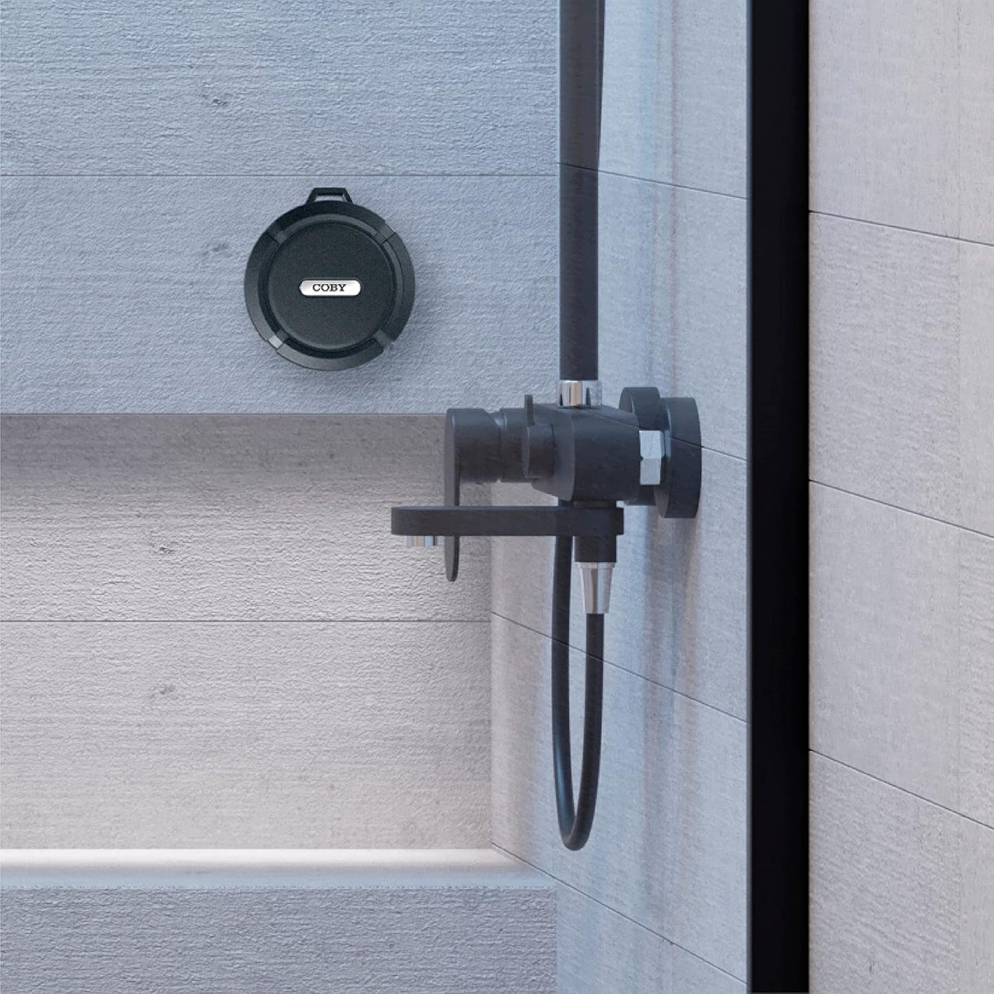 Coby IPX5 7-Hour Rugged Gear Shower Speaker, Portable Bluetooth Speaker with Suction Cup, Waterproof, Hands-Free Calls
