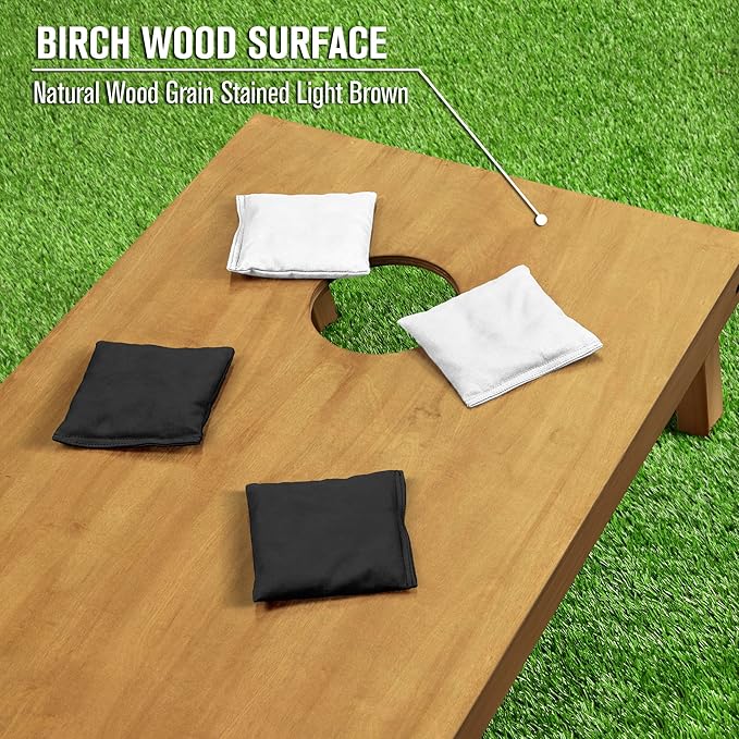 GoSports 4 ft x 2 ft Regulation Size Wooden Cornhole Boards Set - Includes Carrying Case - Full Regulation Size Bean Bag Toss Boards