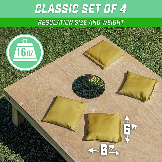 GoSports Classic Cornhole Bean Bags Set of 4-16 Colors Available - Regulation All Weather, Mix and Match