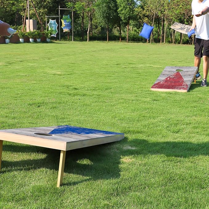 Cornhole Boards Set - Regulation Size 4x2/3x2ft Solid Wood Corn Hole Game Set with 8 Bean Bags and 2 Cornhole Boards - Perfect for Outdoor Game