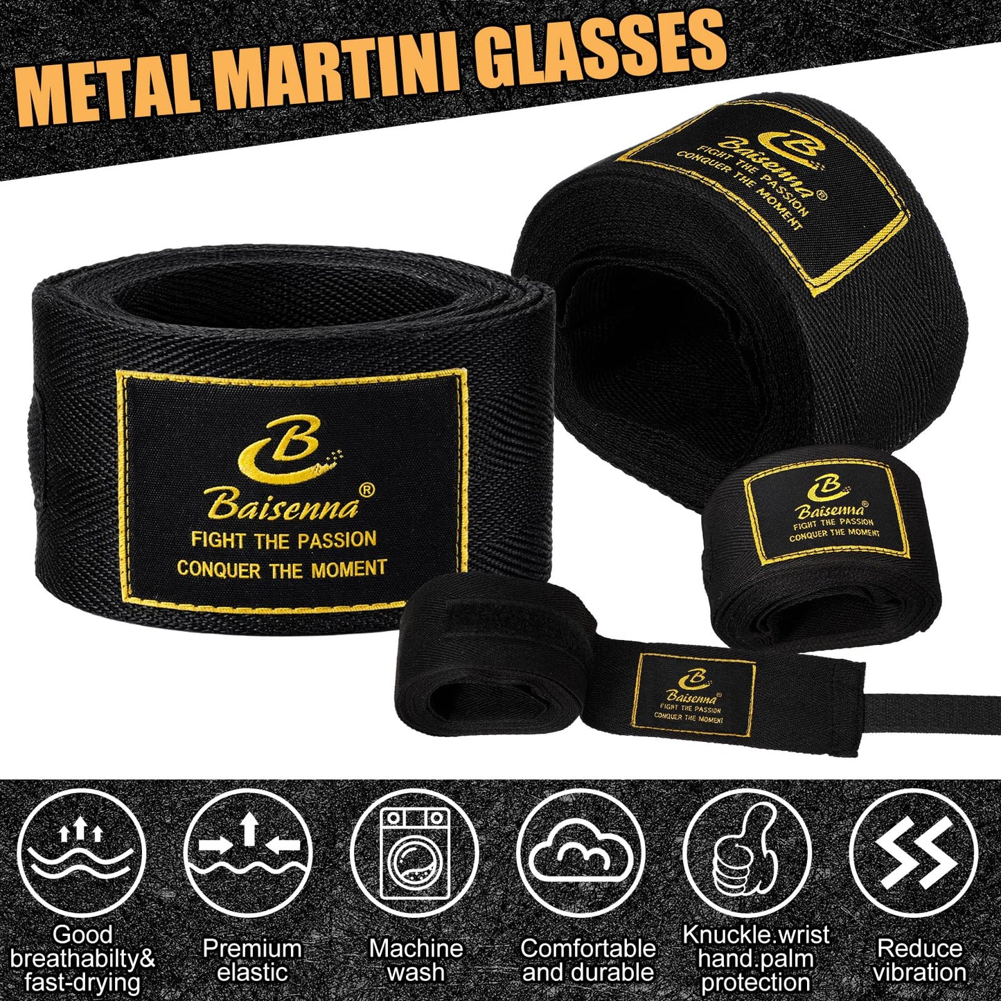 Gemscream 4 Pcs Boxing Hand Wraps 196 Inches/ 5 M Wrist Wrap Protection for Men Women Boxing Muay Thai MMA Kickboxing